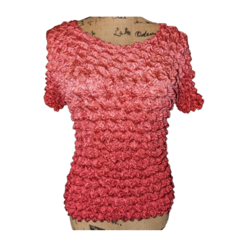Magic Bubble Popcorn Crinkle Short Sleeve Top Shirt